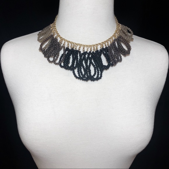 Black Ombré Bead loop Chunky Necklace Earrings Set - Picture 3 of 3